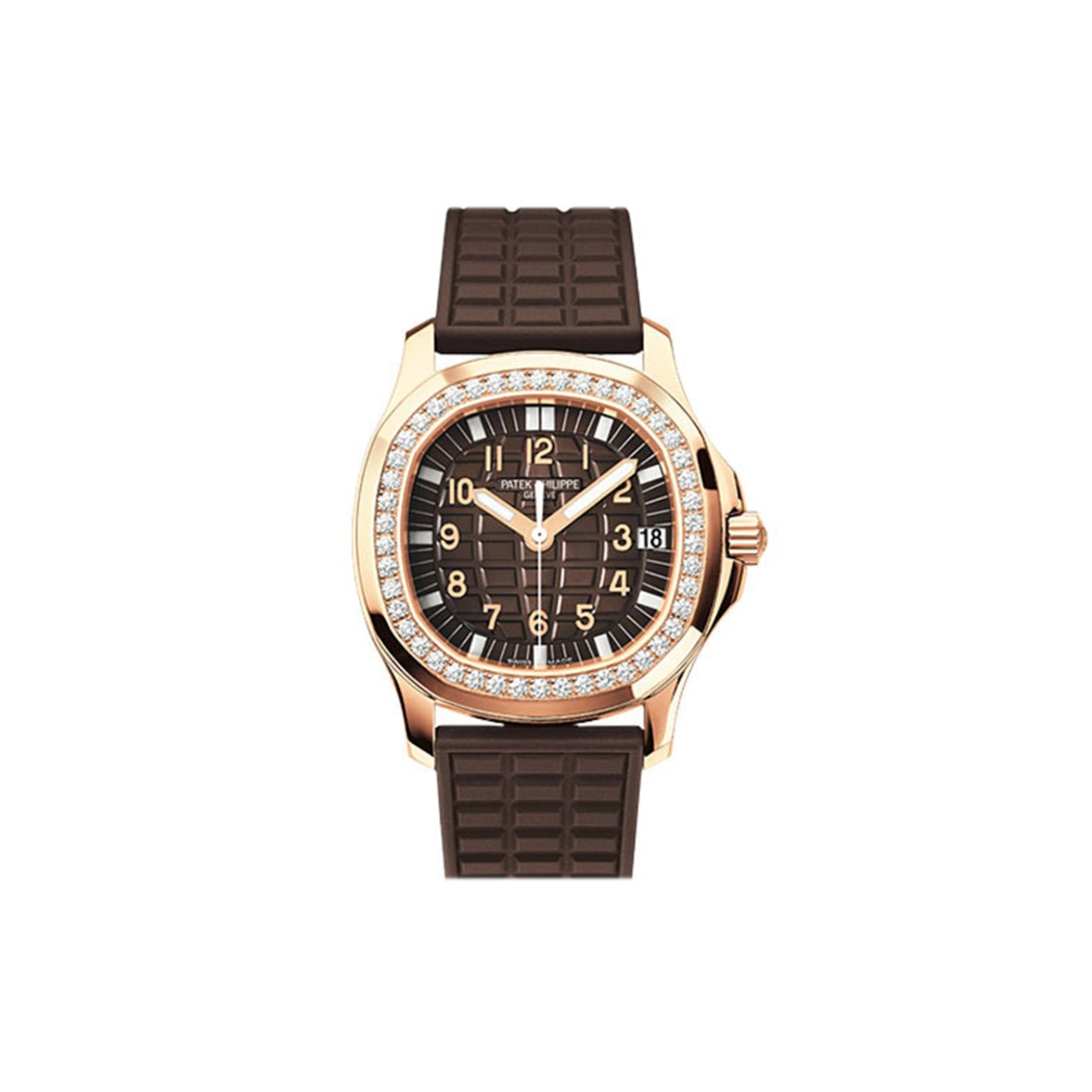 PATEK PHILIPPE AQUANAUT LUCE AUTOMATIC DIAMOND BROWN DIAL LADIES 35MM WATCH 5068R-001